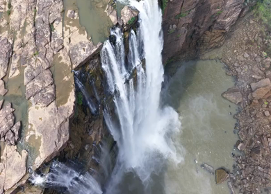 Aerial Slow Motion View of Chachai Waterfall in Rewa Madhya Pradesh India