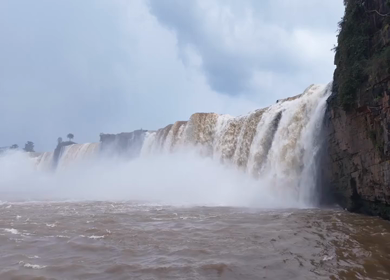 Aerial Slow Motion View of Chitrakote Waterfalls Chhattisgarh India