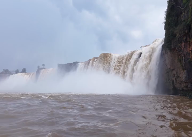 Aerial Slow Motion View of Chitrakote Waterfalls Chhattisgarh India