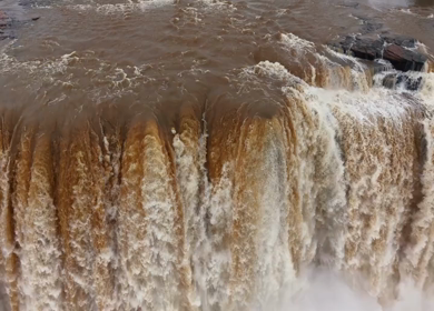 Aerial Slow Motion View of Chitrakote Waterfalls Chhattisgarh India