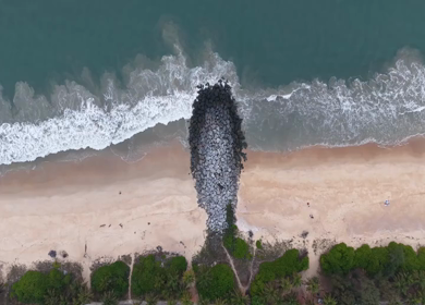 Aerial Slow Motion View of Malpe Beach Coastline in Udupi Karnataka India