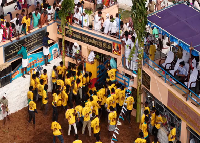 17th January 2026 : Aerial Slow motion View of Bull Release and Participants at Siravayal Manjuvirattu Festival Tamil Nadu
