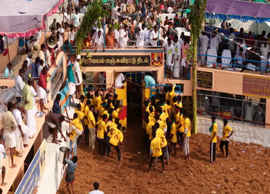 17th January 2026 : Aerial Slow motion View of Bull Release and Participants at Siravayal Manjuvirattu Festival Tamil Nadu