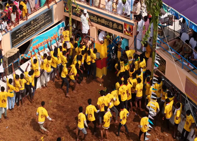 17th January 2026 : Aerial Slow motion View of Bull Release and Participants at Siravayal Manjuvirattu Festival Tamil Nadu