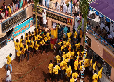 17th January 2026 : Aerial Slow motion View of Bull Release and Participants at Siravayal Manjuvirattu Festival Tamil Nadu