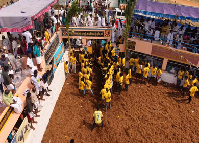 17th January 2026 : Aerial Slow motion View of Bull Release and Participants at Siravayal Manjuvirattu Festival Tamil Nadu