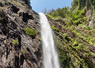 Aerial Slow motion View of Kudlu Teertha Waterfall in Western Ghats Karnataka India