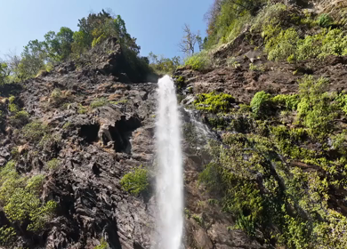 Aerial Slow motion View of Kudlu Teertha Waterfall in Western Ghats Karnataka India