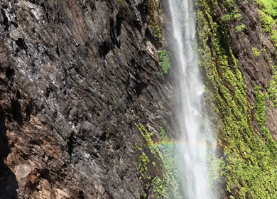 Aerial Slow motion View of Kudlu Teertha Waterfall in Western Ghats Karnataka India