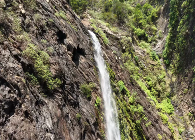 Aerial Slow motion View of Kudlu Teertha Waterfall in Western Ghats Karnataka India