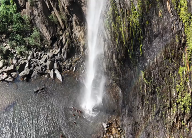 Aerial Slow motion View of Kudlu Teertha Waterfall in Western Ghats Karnataka India