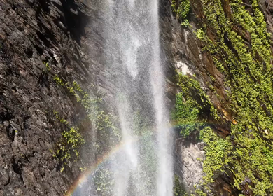 Aerial Slow motion View of Kudlu Teertha Waterfall in Western Ghats Karnataka India