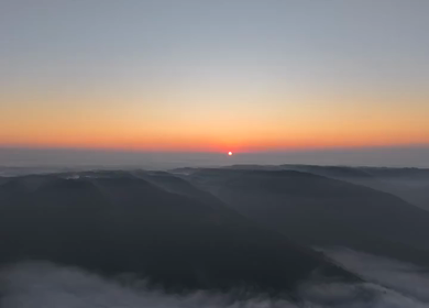 Aerial Sunrise View Over Nongjrong Viewpoint in Meghalaya India
