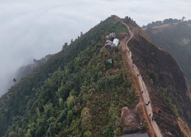 Aerial Sunrise View Over Nongjrong Viewpoint in Meghalaya India