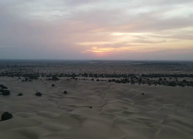 Aerial Sunset View of Sand Dunes in Jaisalmer Thar Desert Rajasthan India