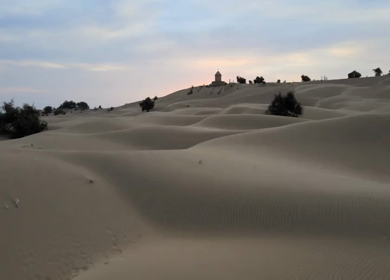 Aerial Sunset View of Sand Dunes in Jaisalmer Thar Desert Rajasthan India