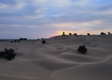 Aerial Sunset View of Sand Dunes in Jaisalmer Thar Desert Rajasthan India