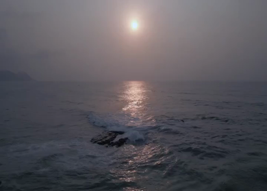Aerial Sunset View of Yarada Beach and Bay of Bengal in Visakhapatnam India