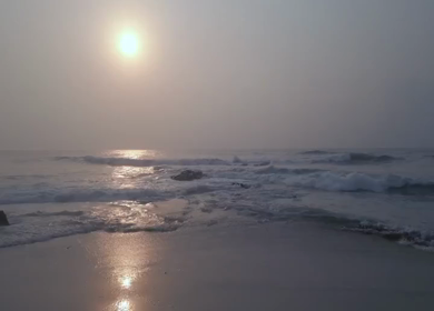 Aerial Sunset View of Yarada Beach and Bay of Bengal in Visakhapatnam India