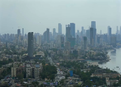 Aerial Timelapse of Mumbai City Skyline Maharashtra India