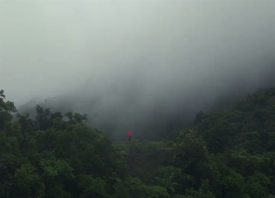 Aerial Vew of Misty Monsoon Forested Hills Western Ghats Maharashtra India