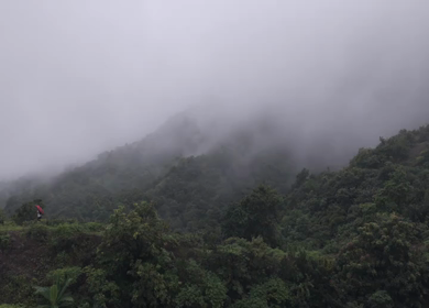 Aerial Vew of Misty Monsoon Forested Hills Western Ghats Maharashtra India