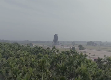 Aerial View of Adiyogi Shiva Statue in Coimbatore, Tamil Nadu, India