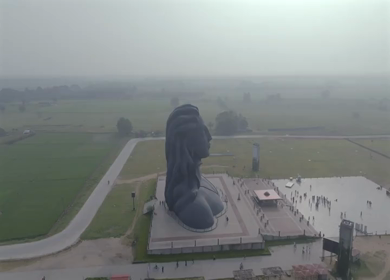 Aerial View of Adiyogi Shiva Statue in Coimbatore, Tamil Nadu, India