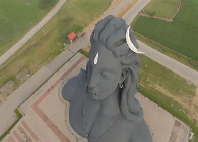 Aerial View of Adiyogi Shiva Statue in Coimbatore, Tamil Nadu, India