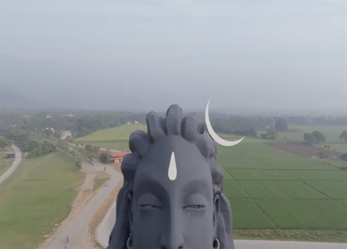 Aerial View of Adiyogi Shiva Statue in Coimbatore, Tamil Nadu, India