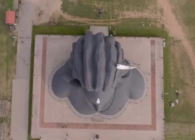 Aerial View of Adiyogi Shiva Statue in Coimbatore, Tamil Nadu, India