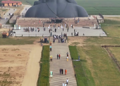 Aerial View of Adiyogi Shiva Statue in Coimbatore, Tamil Nadu, India