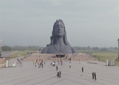 Aerial View of Adiyogi Shiva Statue in Coimbatore, Tamil Nadu, India