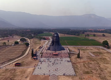 Aerial View of Adiyogi Shiva Statue in Coimbatore, Tamil Nadu, India