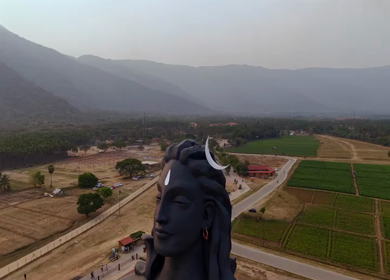 Aerial View of Adiyogi Shiva Statue in Coimbatore, Tamil Nadu, India