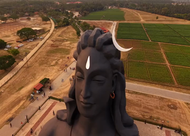 Aerial View of Adiyogi Shiva Statue in Coimbatore, Tamil Nadu, India