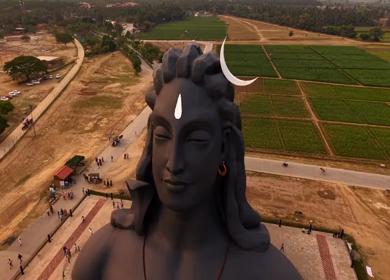 Aerial View of Adiyogi Shiva Statue in Coimbatore, Tamil Nadu, India