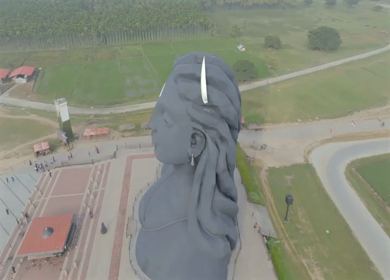 Aerial View of Adiyogi Shiva Statue in Coimbatore, Tamil Nadu, India