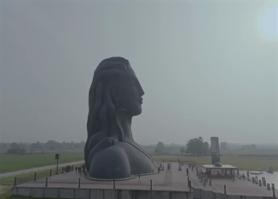 Aerial View of Adiyogi Shiva Statue in Coimbatore, Tamil Nadu, India