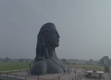 Aerial View of Adiyogi Shiva Statue in Coimbatore, Tamil Nadu, India