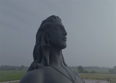 Aerial View of Adiyogi Shiva Statue in Coimbatore, Tamil Nadu, India