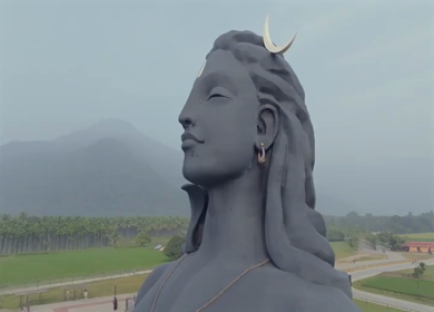 Aerial View of Adiyogi Shiva Statue in Coimbatore, Tamil Nadu, India