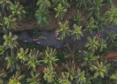 Aerial View of Agonda Backwaters and Kayaks South Goa