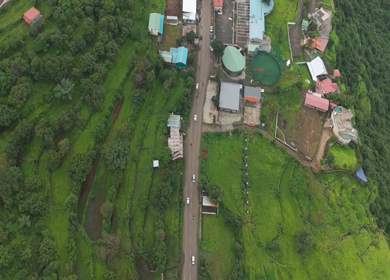 Aerial View of Ajinkyatara Fort and Lush Green Hills Satara Maharashtra India