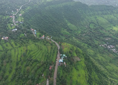 Aerial View of Ajinkyatara Fort and Lush Green Hills Satara Maharashtra India
