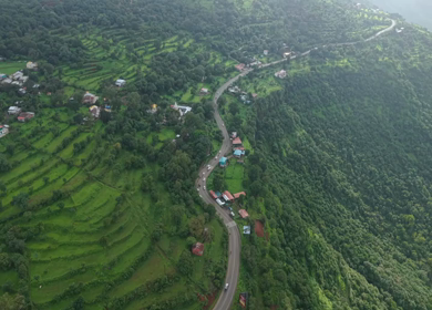 Aerial View of Ajinkyatara Fort and Lush Green Hills Satara Maharashtra India