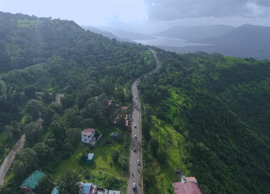 Aerial View of Ajinkyatara Fort and Lush Green Hills Satara Maharashtra India