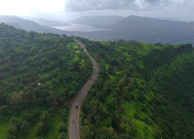 Aerial View of Ajinkyatara Fort and Lush Green Hills Satara Maharashtra India