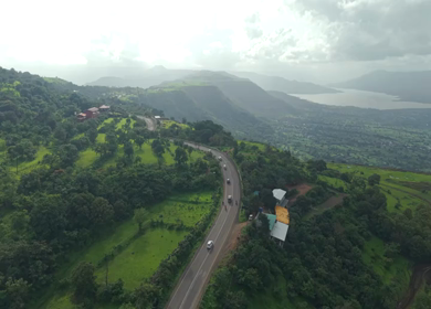 Aerial View of Ajinkyatara Fort and Lush Green Hills Satara Maharashtra India