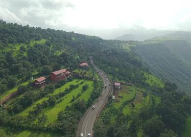 Aerial View of Ajinkyatara Fort and Lush Green Hills Satara Maharashtra India